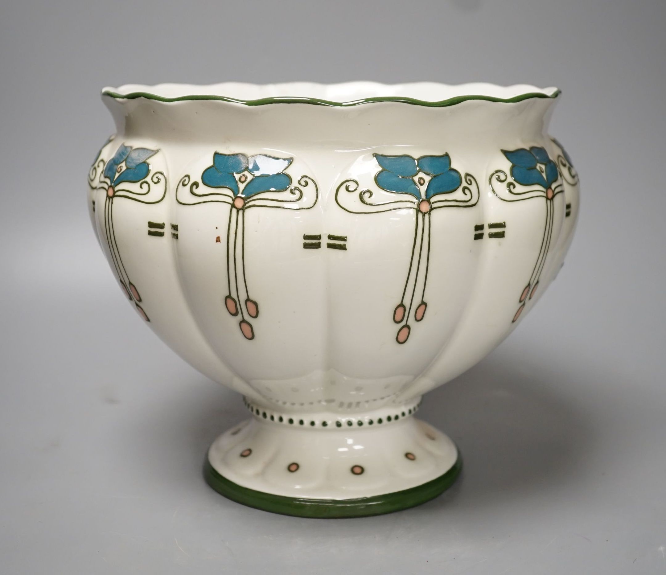 A Wood and Sons Art Nouveau Elers ware jardiniere, designed by Frederick Rhead, 21cm high